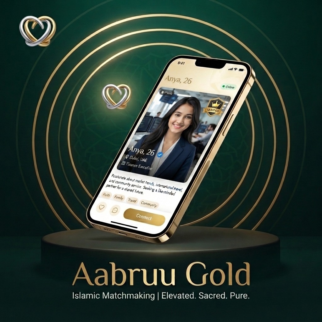 Aabruu app screens showing a profile and a match